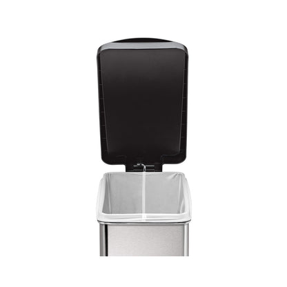 Profile Step Bin Brushed Stainless Steel Black Plastic Lid 10L SIMPLE HUMAN