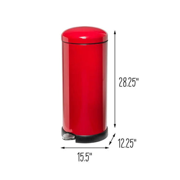 Round Retro Pedal Bin Red Steel 4.5L SIMPLE HUMAN