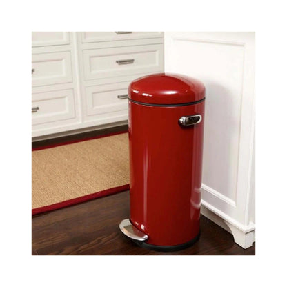 Round Retro Pedal Bin Red Steel 4.5L SIMPLE HUMAN