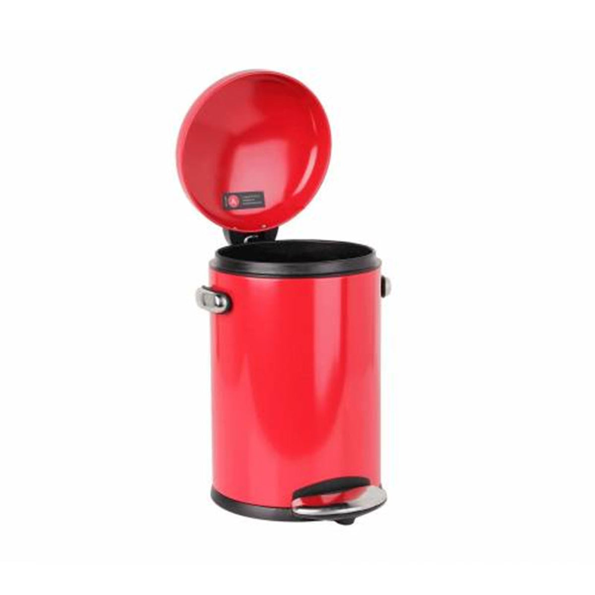 Round Retro Pedal Bin Red Steel 4.5L