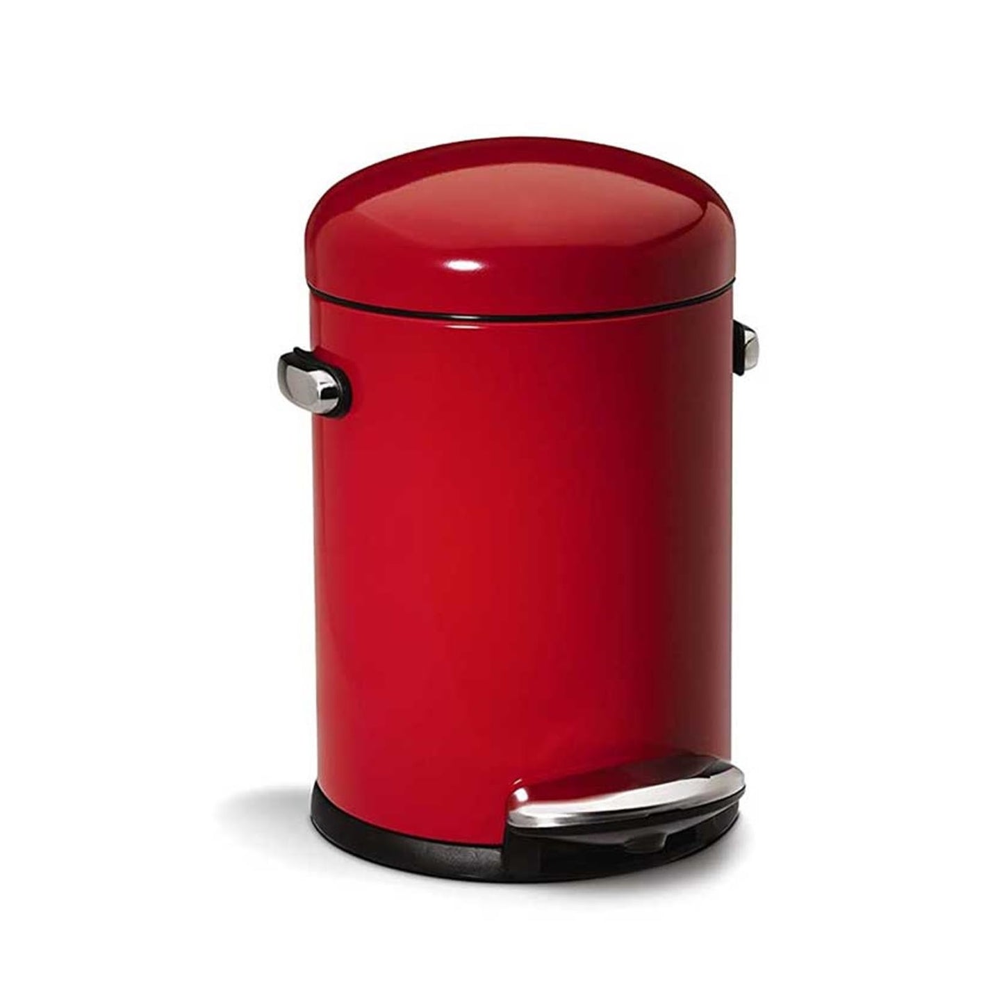 Round Retro Pedal Bin Red Steel 4.5L SIMPLE HUMAN
