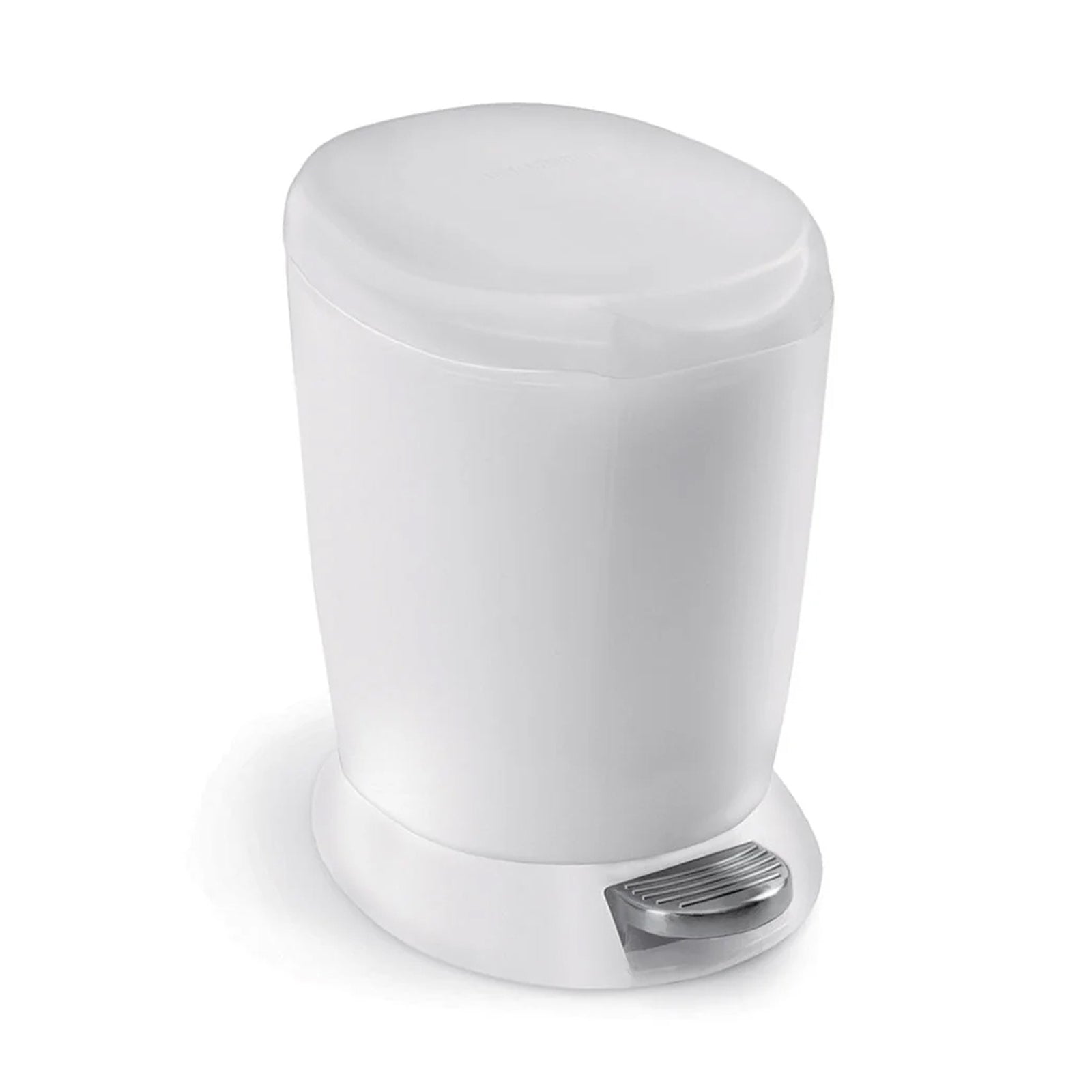 SIMPLE HUMAN ROUND PEDAL BIN PLASTIC WHITE 6 L