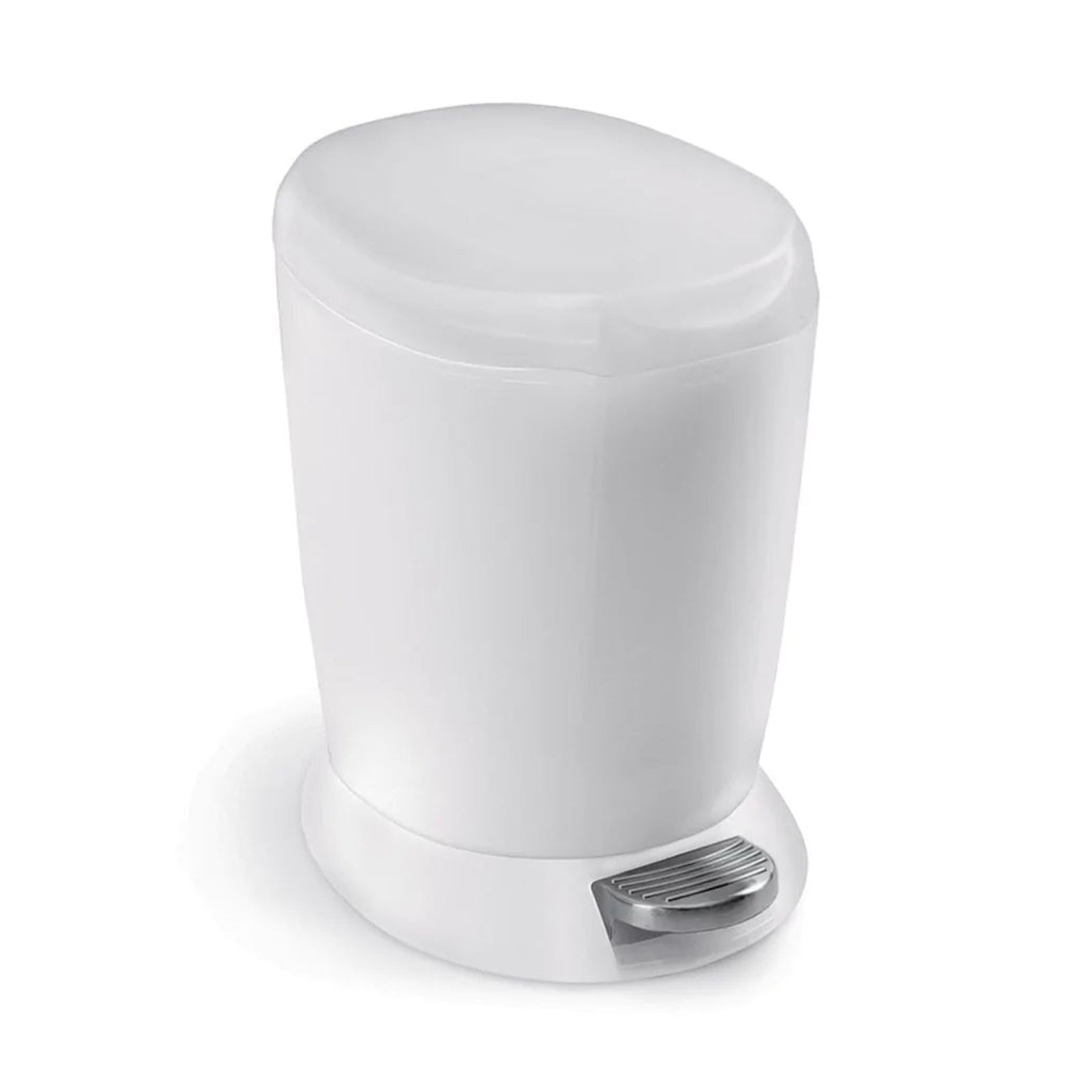 SIMPLE HUMAN ROUND PEDAL BIN PLASTIC WHITE 6 L