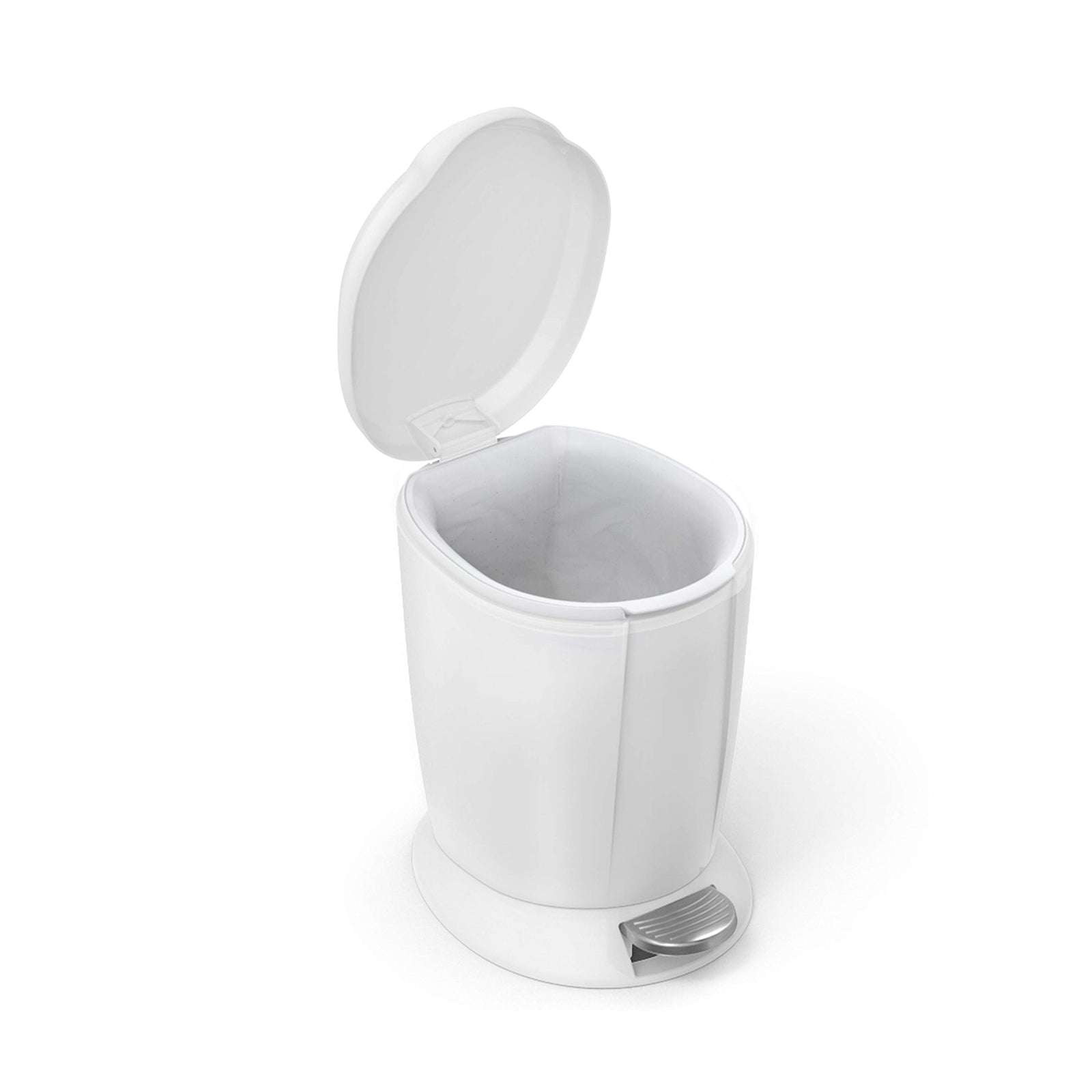 SIMPLE HUMAN ROUND PEDAL BIN PLASTIC WHITE 6 L