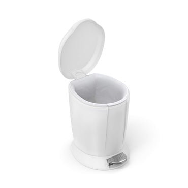 SIMPLE HUMAN ROUND PEDAL BIN PLASTIC WHITE 6 L