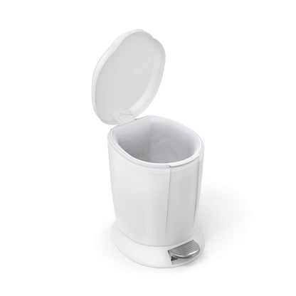 SIMPLE HUMAN ROUND PEDAL BIN PLASTIC WHITE 6 L