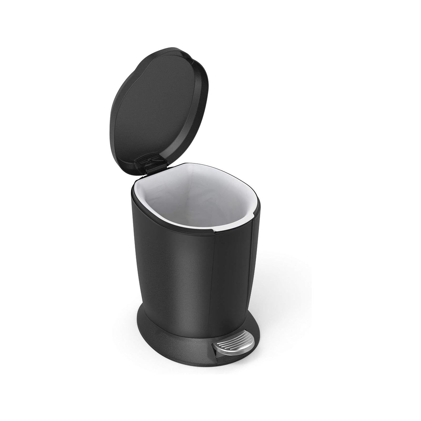 Round Pedal Bin Plastic Black 6L