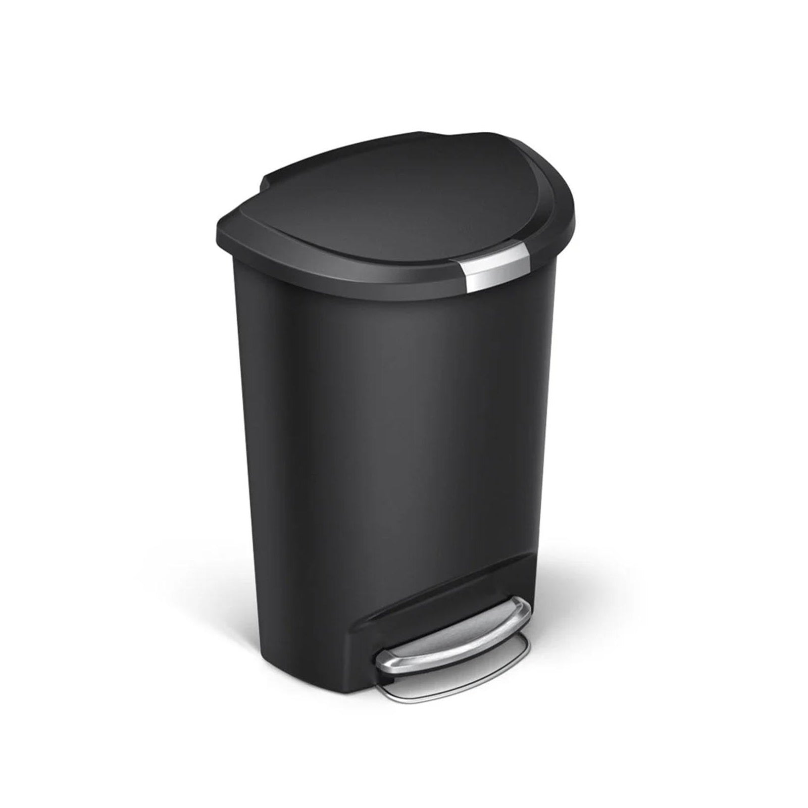 Semi Round Pedal Bin Plastic Black 50L