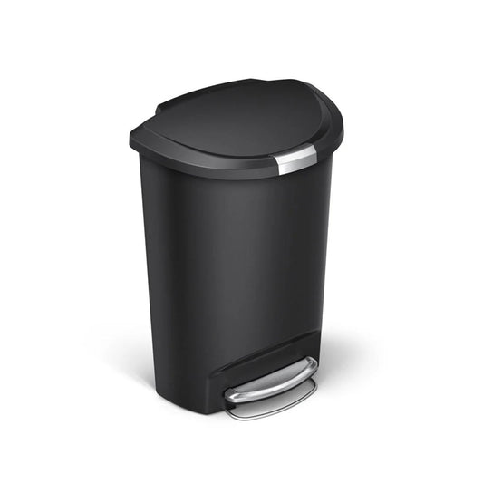 Semi Round Pedal Bin Plastic Black 50L SIMPLE HUMAN