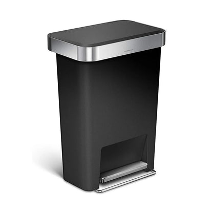 Rectangular Pedal Bin Plastic Black Pocket Colour Box 45L SIMPLE HUMAN