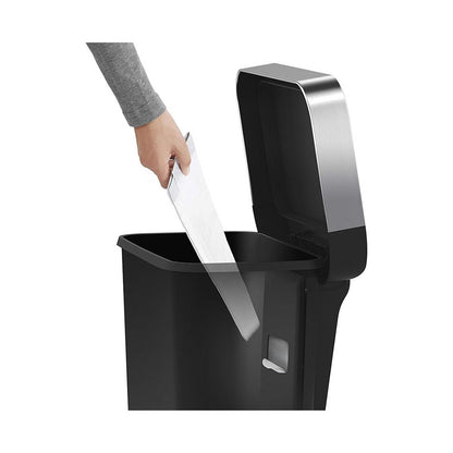 Rectangular Pedal Bin Plastic Black Pocket Colour Box 45L SIMPLE HUMAN