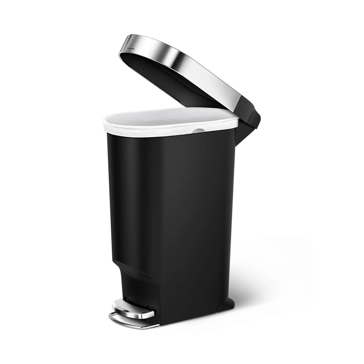 40L Slim Plastic Pedal Bin, Black W/Steel Trim SIMPLE HUMAN