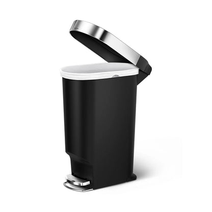 40L Slim Plastic Pedal Bin, Black W/Steel Trim SIMPLE HUMAN