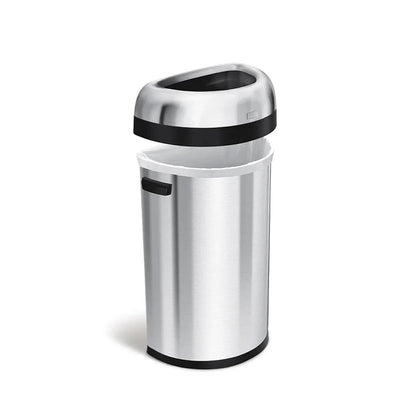 Semi Round Open Bin Brushed Steel 60L SIMPLE HUMAN
