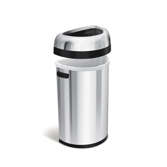 Semi Round Open Bin Brushed Steel 60L SIMPLE HUMAN