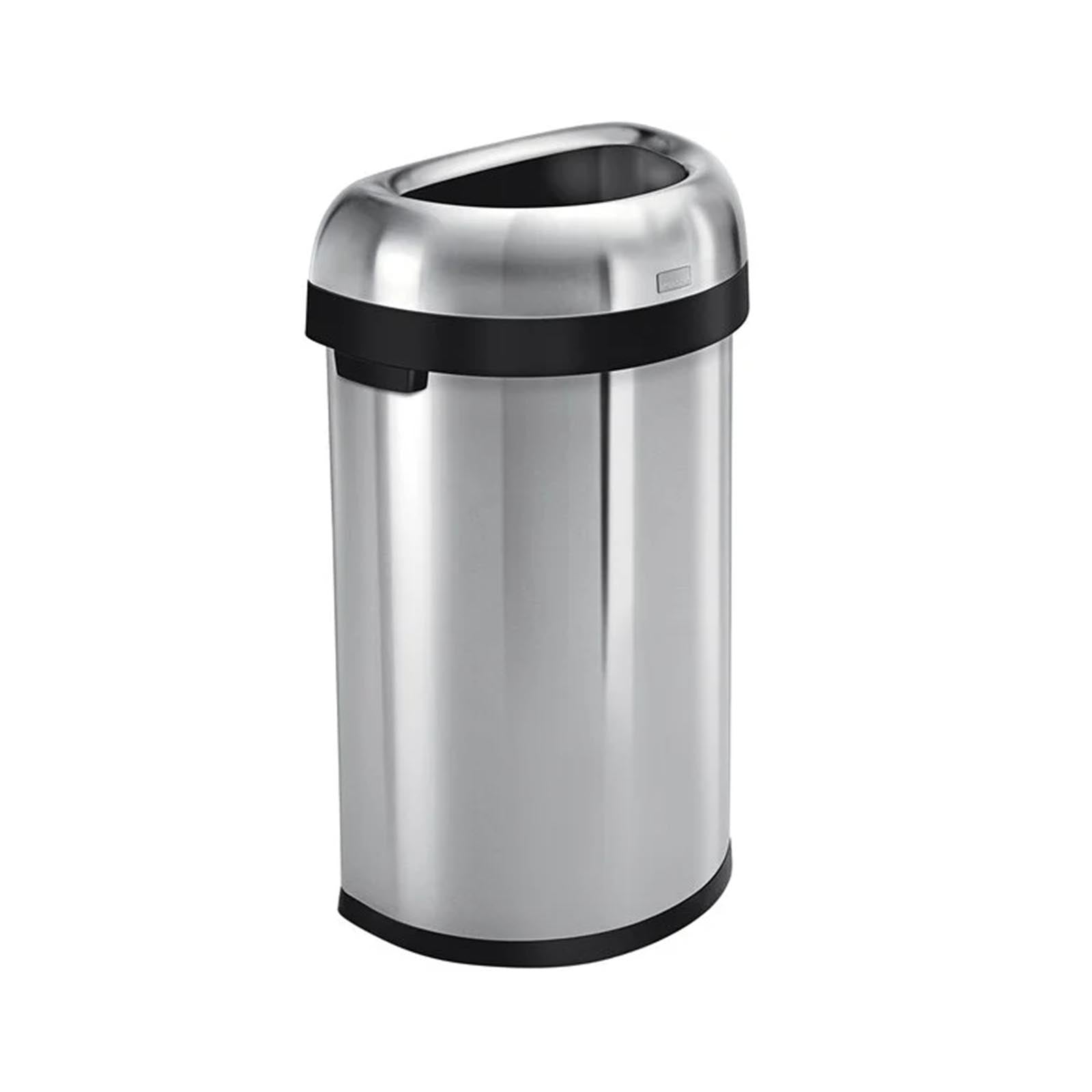 Semi Round Open Bin Brushed Steel 60L