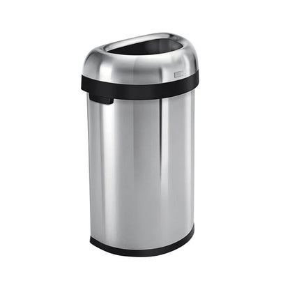 Semi Round Open Bin Brushed Steel 60L SIMPLE HUMAN