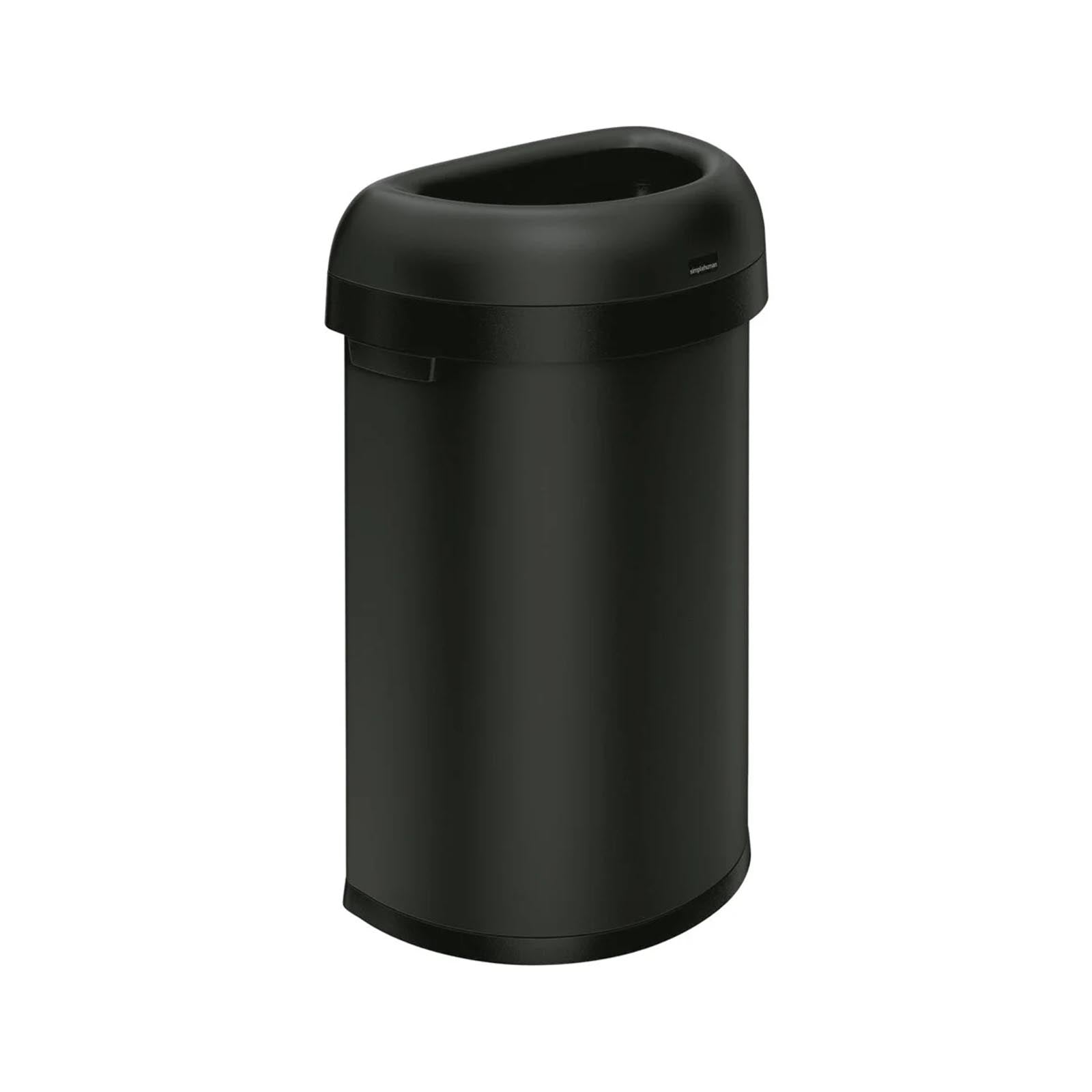 60L semi round open bullet bin matte black