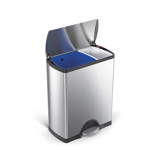Rectangular Recycler Brushed Steel 30&16L SIMPLE HUMAN