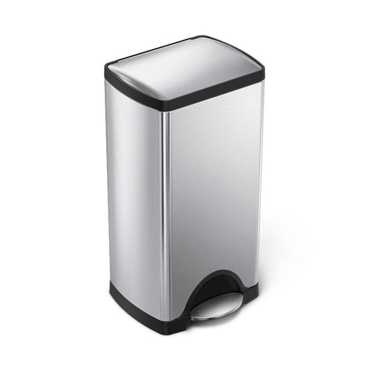 30L RECTANGULAR PEDAL BIN, BRUSHED