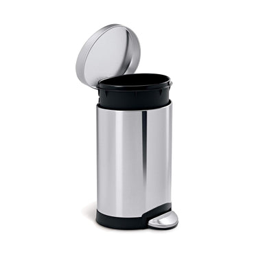 Semi Round Pedal Bin_FPP Brushed Steel With Colour Box_6L