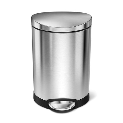 Semi Round Pedal Bin_FPP Brushed Steel With Colour Box_6L