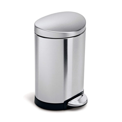 Semi Round Pedal Bin_FPP Brushed Steel With Colour Box_6L SIMPLE HUMAN