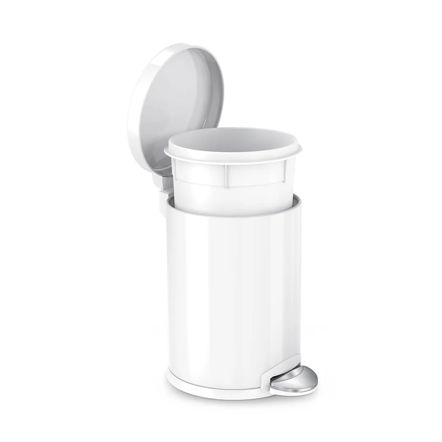 Round Pedal Bin_White Steel With Colour Box_4.5L