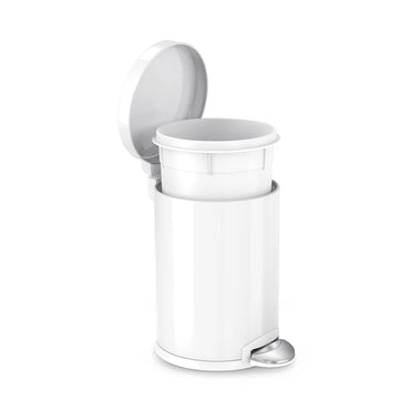 Round Pedal Bin_White Steel With Colour Box_4.5L