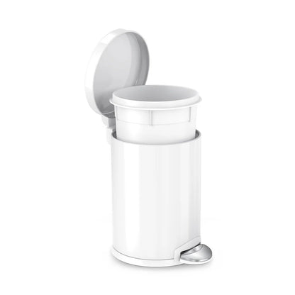 Round Pedal Bin_White Steel With Colour Box_4.5L
