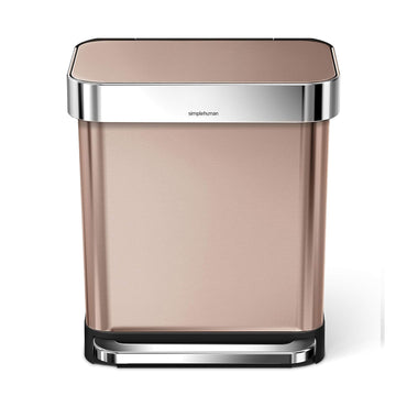 Rectangular Pedal Bin_ Rose Gold_Liner Pocket_30L
