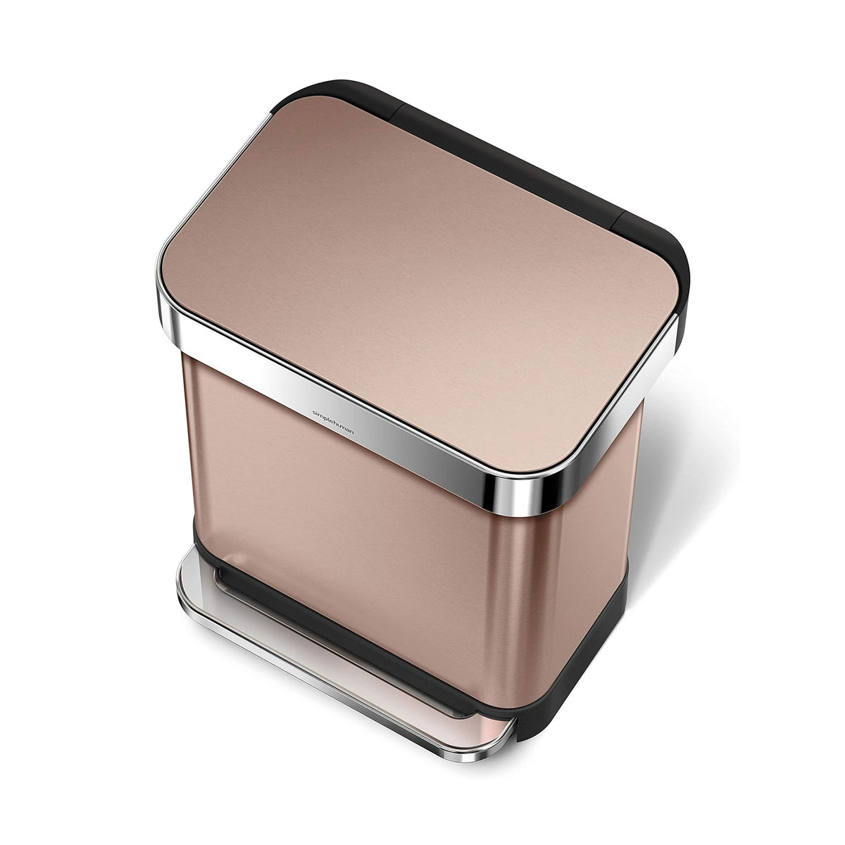 Rectangular Pedal Bin_ Rose Gold_Liner Pocket_30L