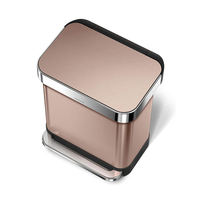 Rectangular Pedal Bin_ Rose Gold_Liner Pocket_30L SIMPLE HUMAN