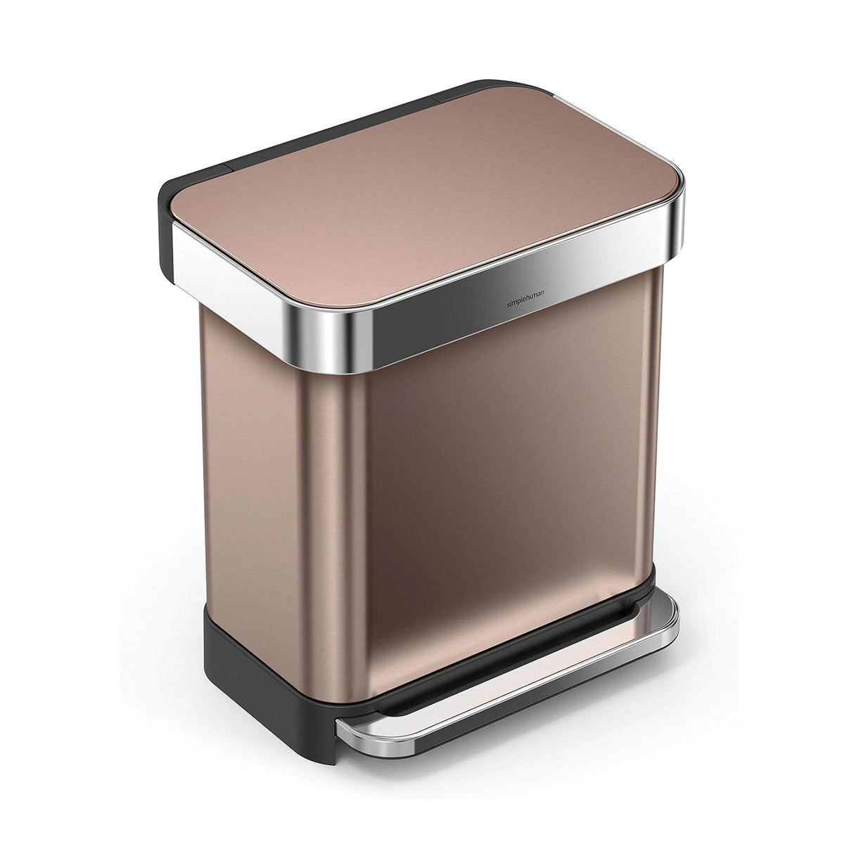 Rectangular Pedal Bin_ Rose Gold_Liner Pocket_30L SIMPLE HUMAN