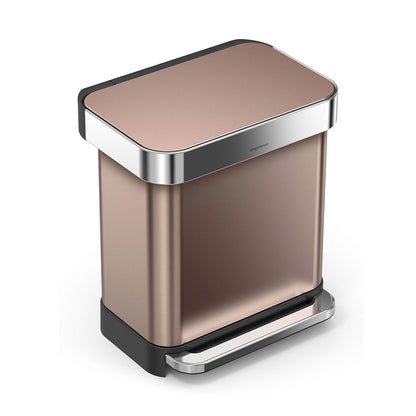 Rectangular Pedal Bin_ Rose Gold_Liner Pocket_30L SIMPLE HUMAN