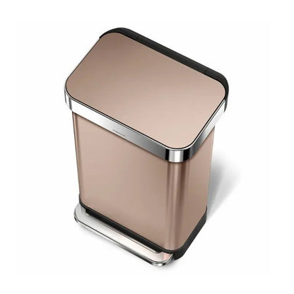 Rectangular Pedal Bin_ Rose Gold_Liner Pocket_45L SIMPLE HUMAN
