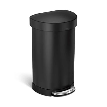 Semi round pedal bin, with liner rim, Black 45L