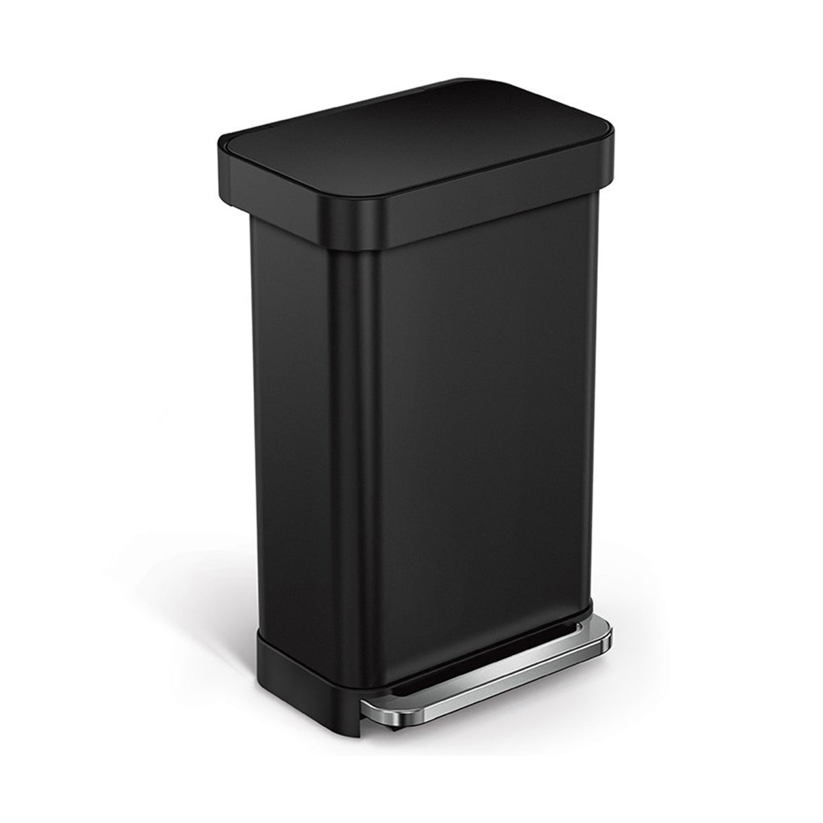 Rectangular Pedal Bin Matte Black 55L