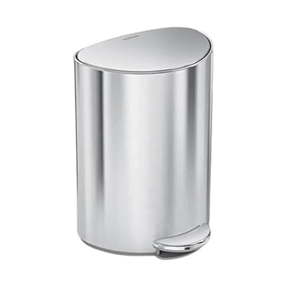 6L SEMI ROUND PEDAL BIN, BRUSHED