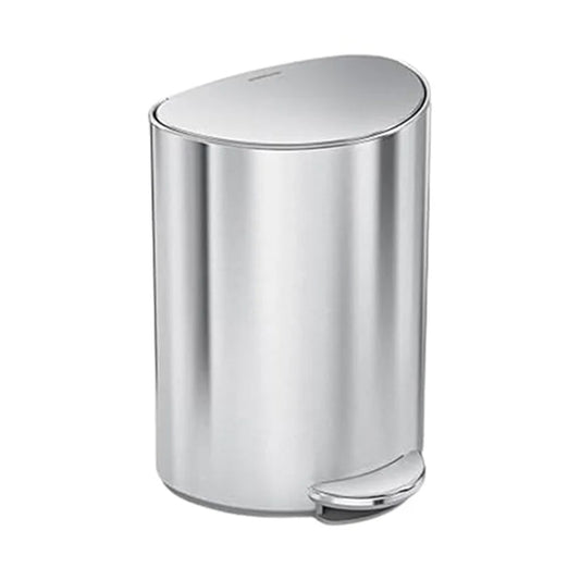 6L SEMI ROUND PEDAL BIN, BRUSHED