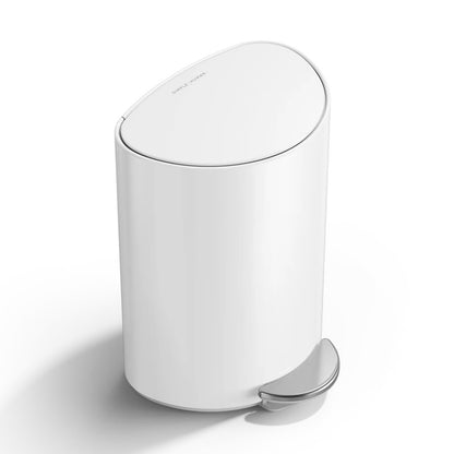 6L SEMI ROUND PEDAL BIN, WHITE SIMPLE HUMAN