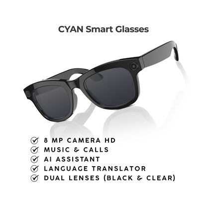 CYAN AI Smart Glasses With Dual Lens Tint,Built In Touchpad