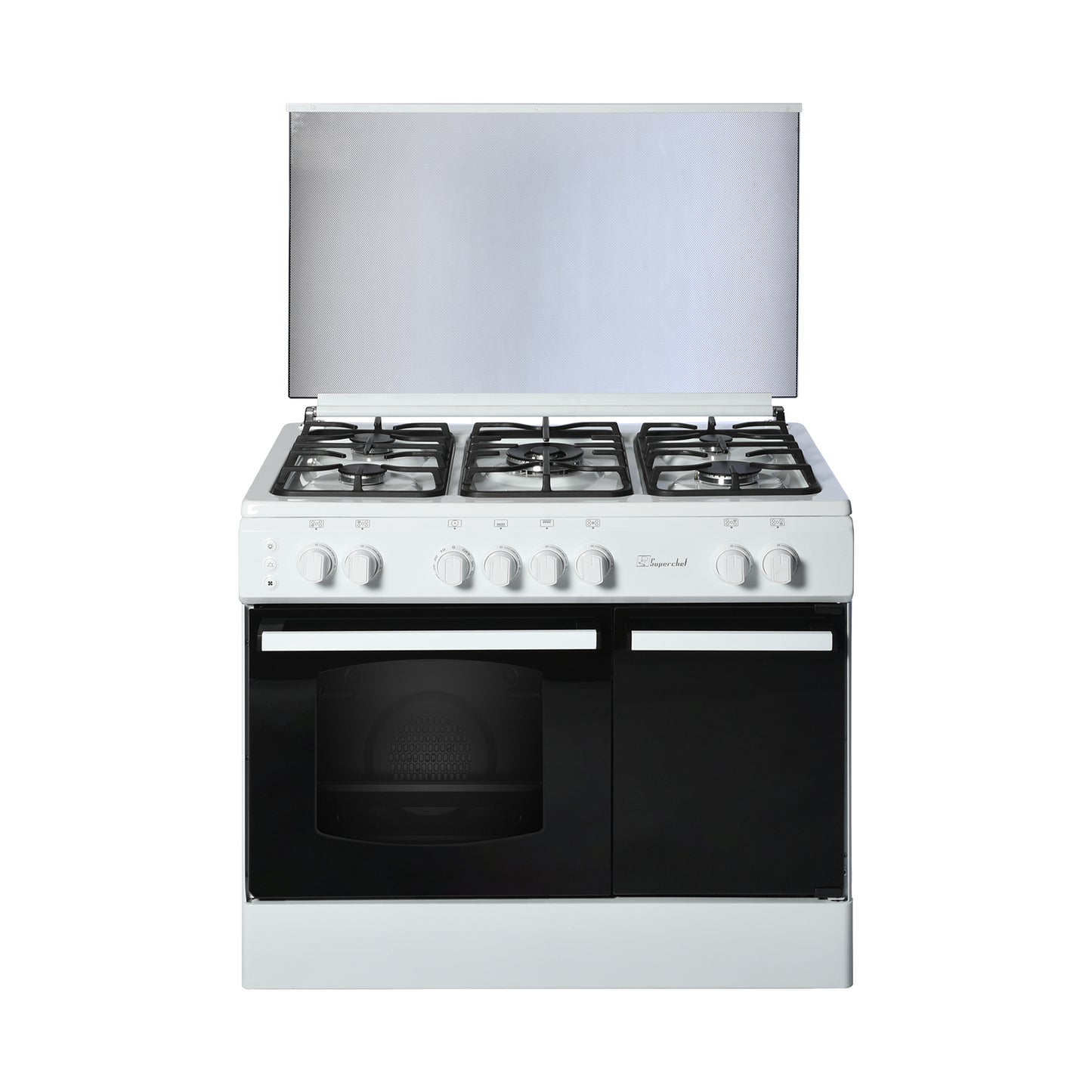 SUPER CHEF Cooker Bottle 90Cm 5 Gas Burners+Turbo Fan White SUPER CHEF