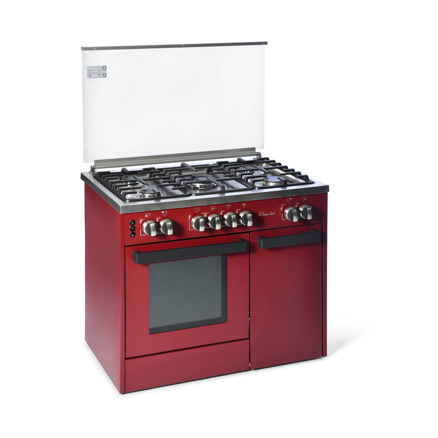 SUPER CHEF Cooker Bottle 90Cm 5 Gas Burners Semi-Pro Red