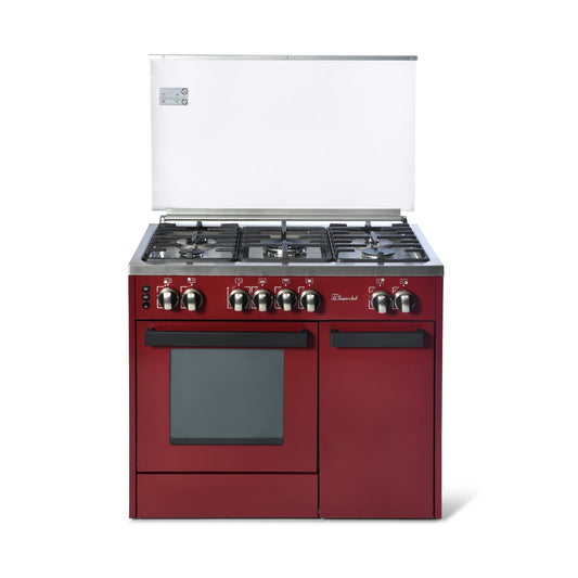 SUPER CHEF Cooker Bottle 90Cm 5 Gas Burners Semi-Pro Red