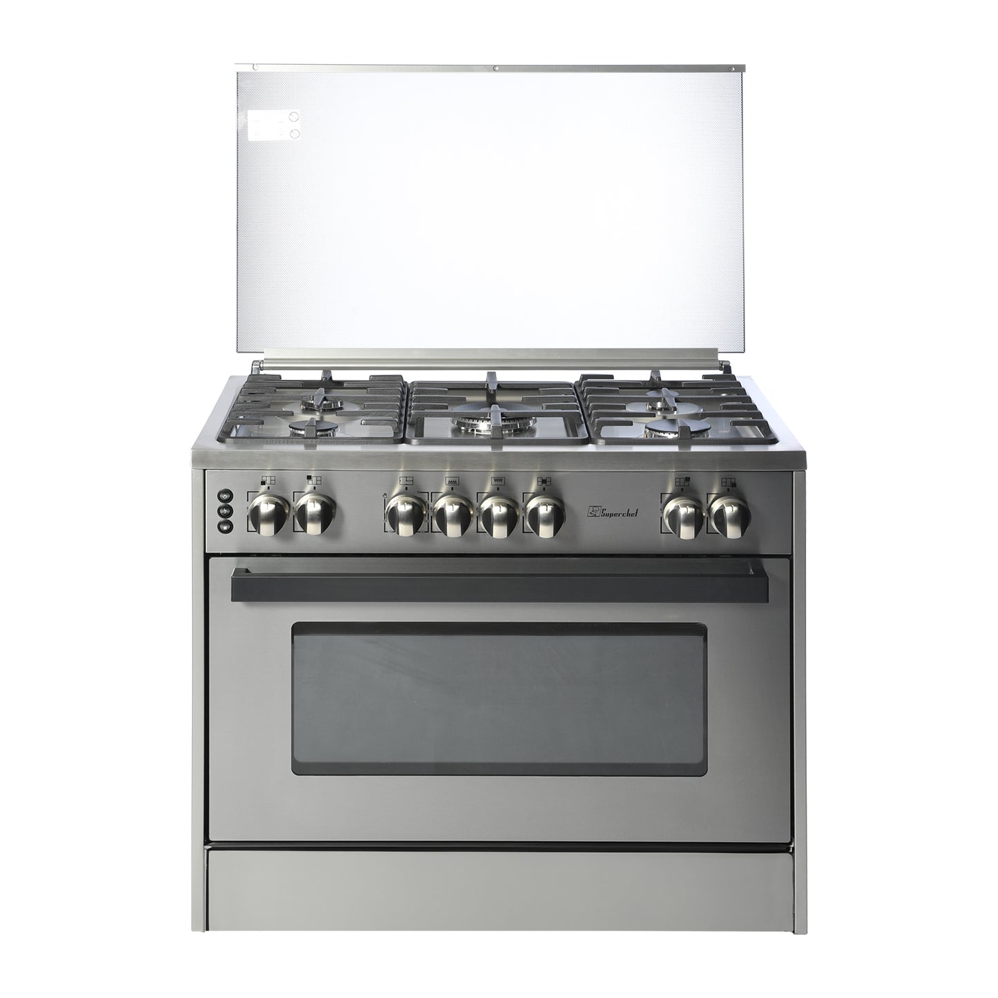 SUPER CHEF Cooker Wide 90Cm 5 Gas Burners Semi-Pro Inox