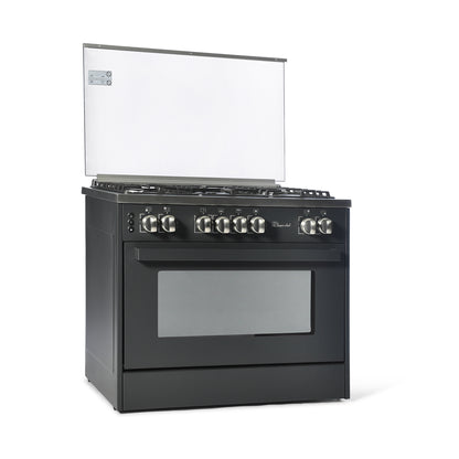 SUPER CHEF Cooker Wide 90Cm 5Gas Burners Semi-Pro Matt Black