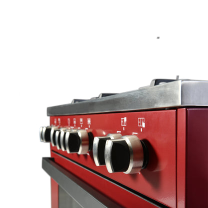 SUPER CHEF Cooker Wide 90Cm 5 Gas Burners Semi-Pro Red