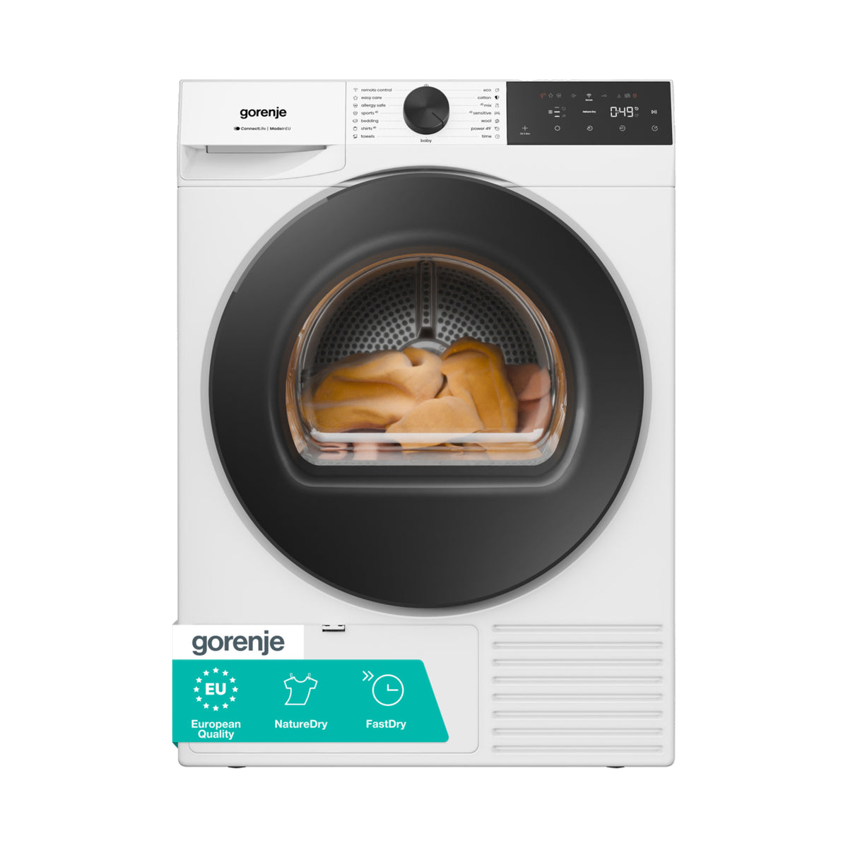 GORENJE Dryer Condenser 8KG Heat Pump Wifi White