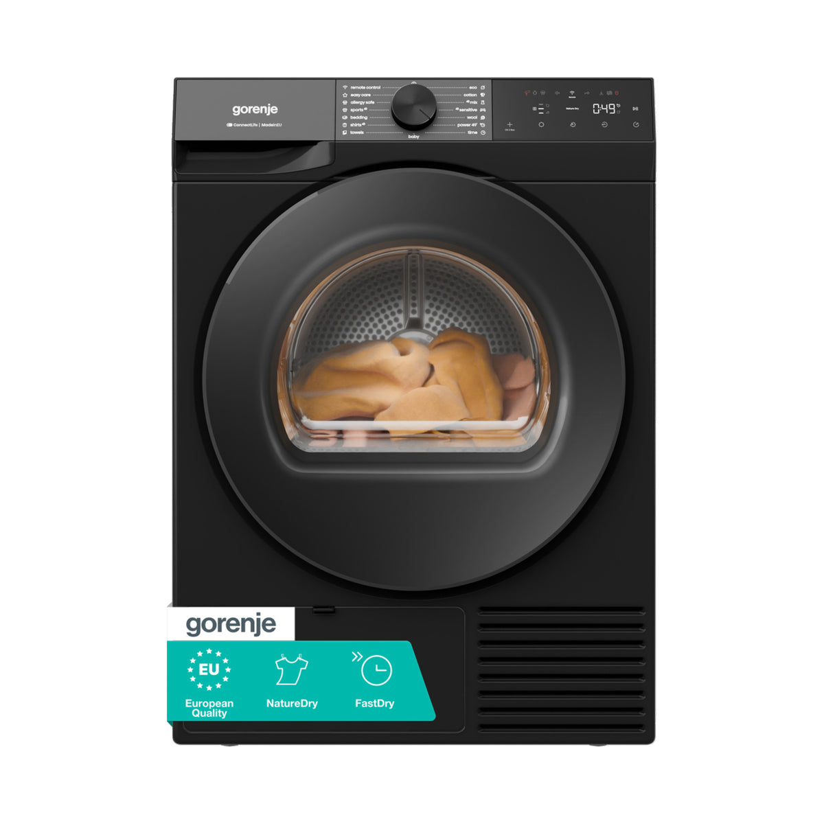 GORENJE Dryer Condenser 8KG Heat Pump Wifi Black